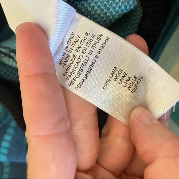 Stella Jean Blue Geometric Patterned High Rise Wide Leg Wool Knit Pants size 38 - Picture 7 of 10